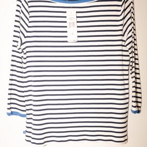 NWT Ralph Lauren Striped Mariner Top – Nautical 3/4 Sleeve Tee (Size L)